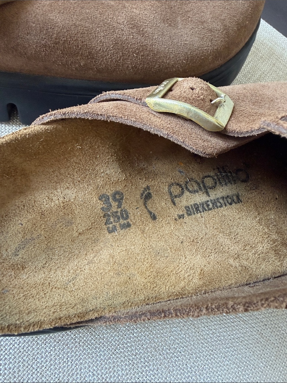Birkenstock Papilio  Brown Suede Slip-On Clogs with Buckle - Picture 8 of 8